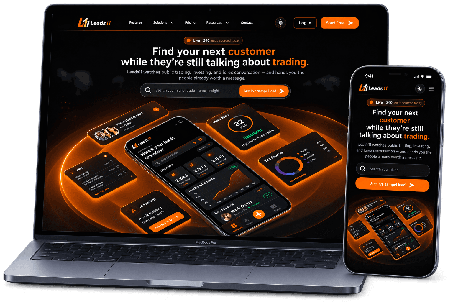 Leads11 Client Workspace platform dashboard mockup